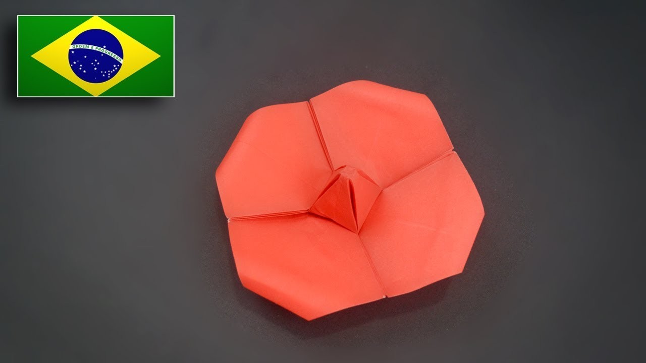 Origami: Flor de Papoula - Instruções em Português BR
