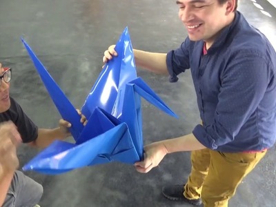 Tsuru Gigante de origami com PVC