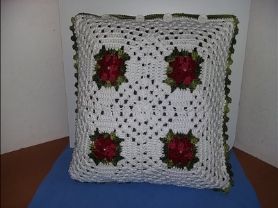 Almofada de squares floral 2.2  canhoto #aldacilenecrochê