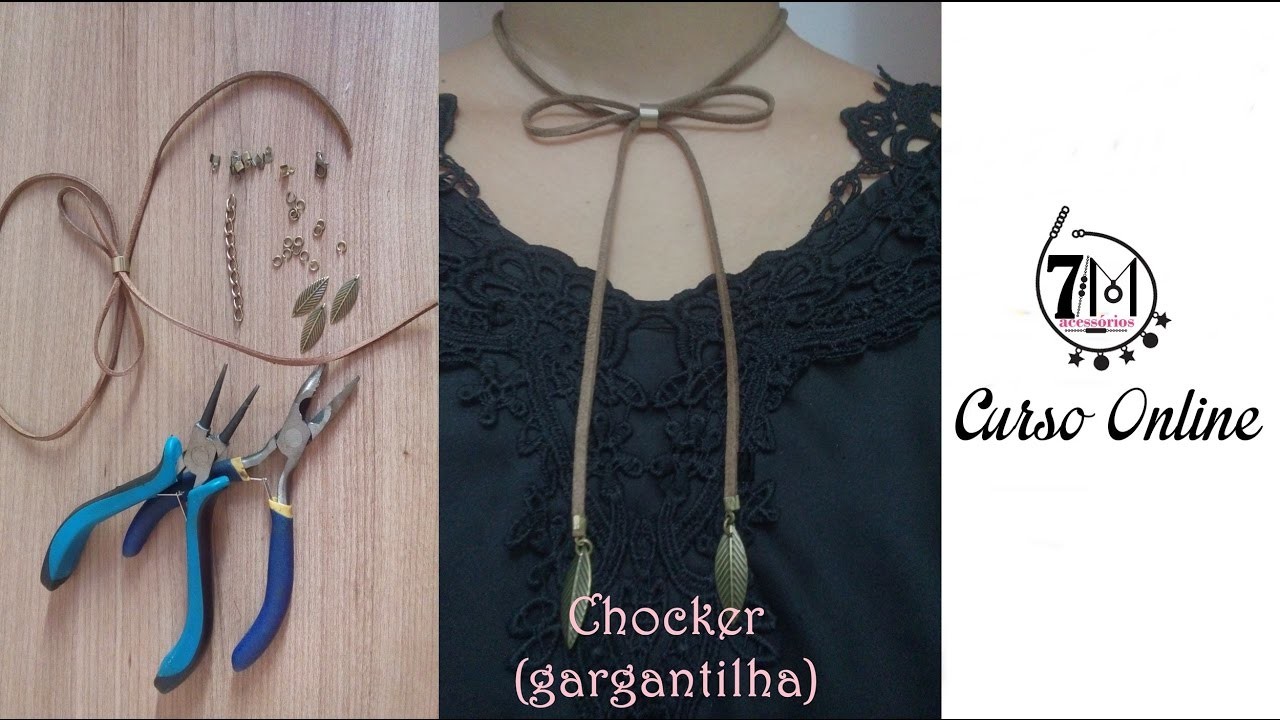 Bijuterias para iniciantes - choker camurça
