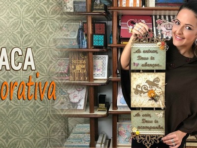 Decoupage com papel de scrpa - Placa Decorativa I Marisa Magalhães