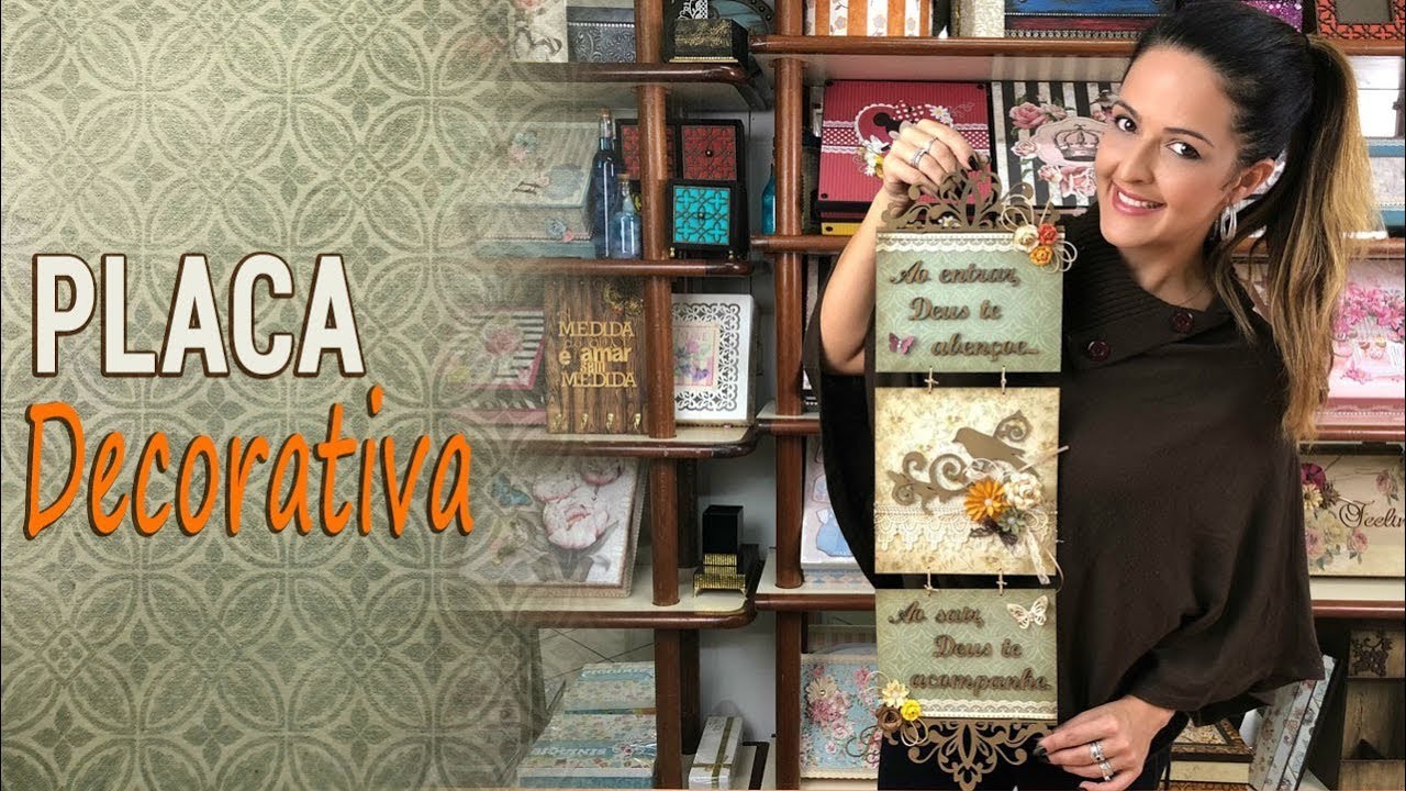 Decoupage com papel de scrpa - Placa Decorativa I Marisa Magalhães