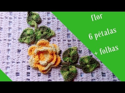 Flor 6 petalas com folhas