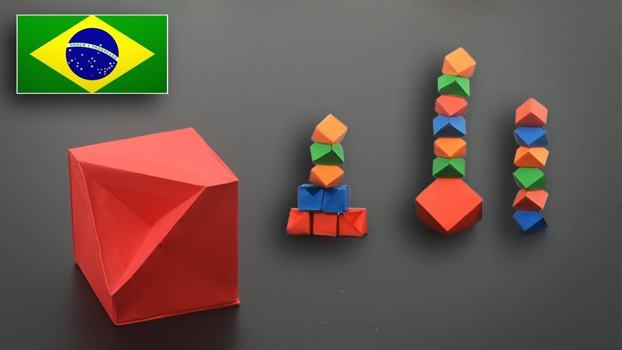 Origami: Torre de Cubos 3D - Instruções em Português BR