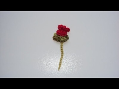 Botão de Flor Vermelho em Crochê passo á passo