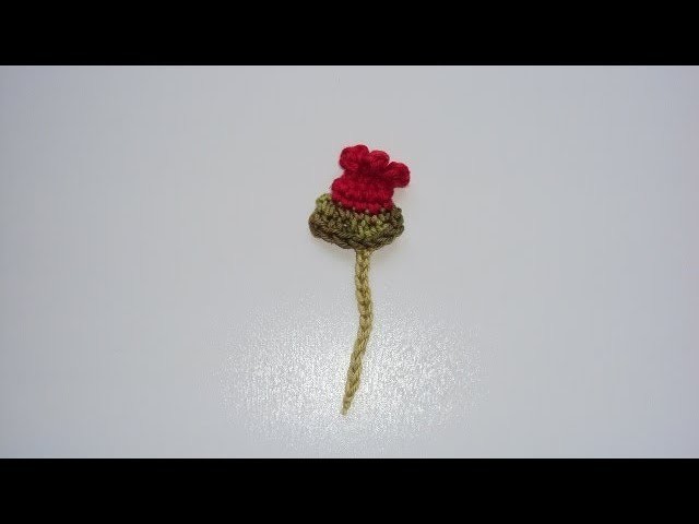 Botão de Flor Vermelho em Crochê passo á passo