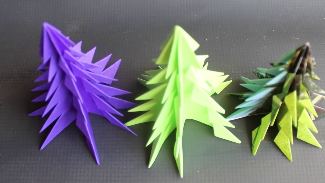 Como Fazer Arvore de Natal Simples de Papel SEM COLA - Origami