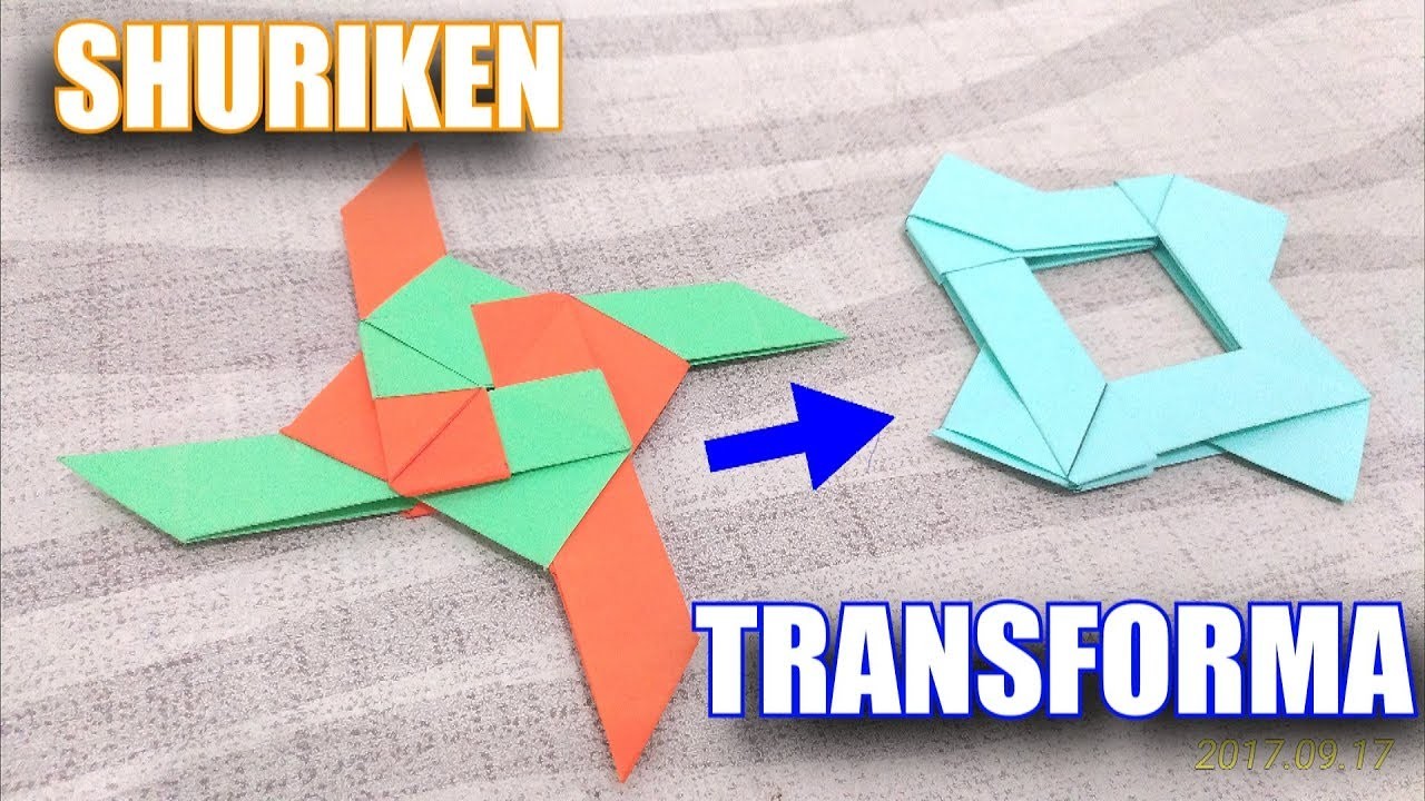 Como fazer uma Shuriken de 4 pontas que se transforma! - Origami