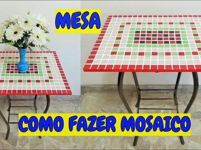 DIY - COMO FAZER MESA DE MOSAICO - table with mosaic