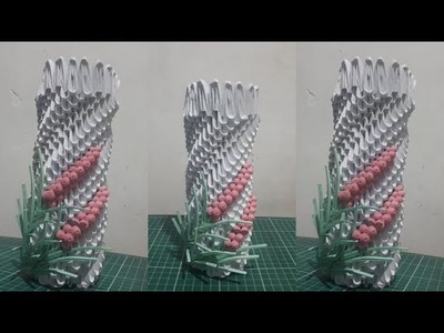 How To Make 3D Origami Quilling Flowers Vase V2#