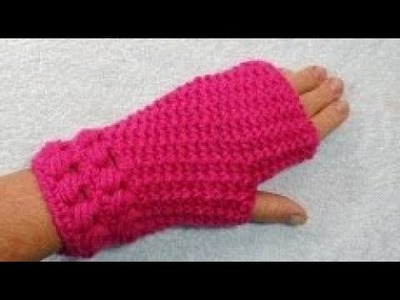 Luva de crochê sem dedo, de lã, linha ou barbante, com ponto puff, fácil de fazer-cristina crochê
