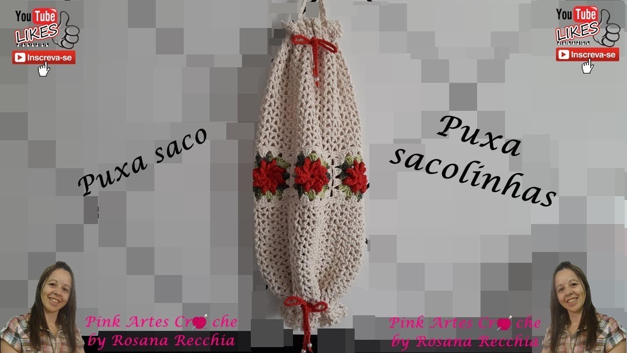 ????# Puxa Saco com a Flor Catavento By Maria de Oliveira e Rosana Reccchia