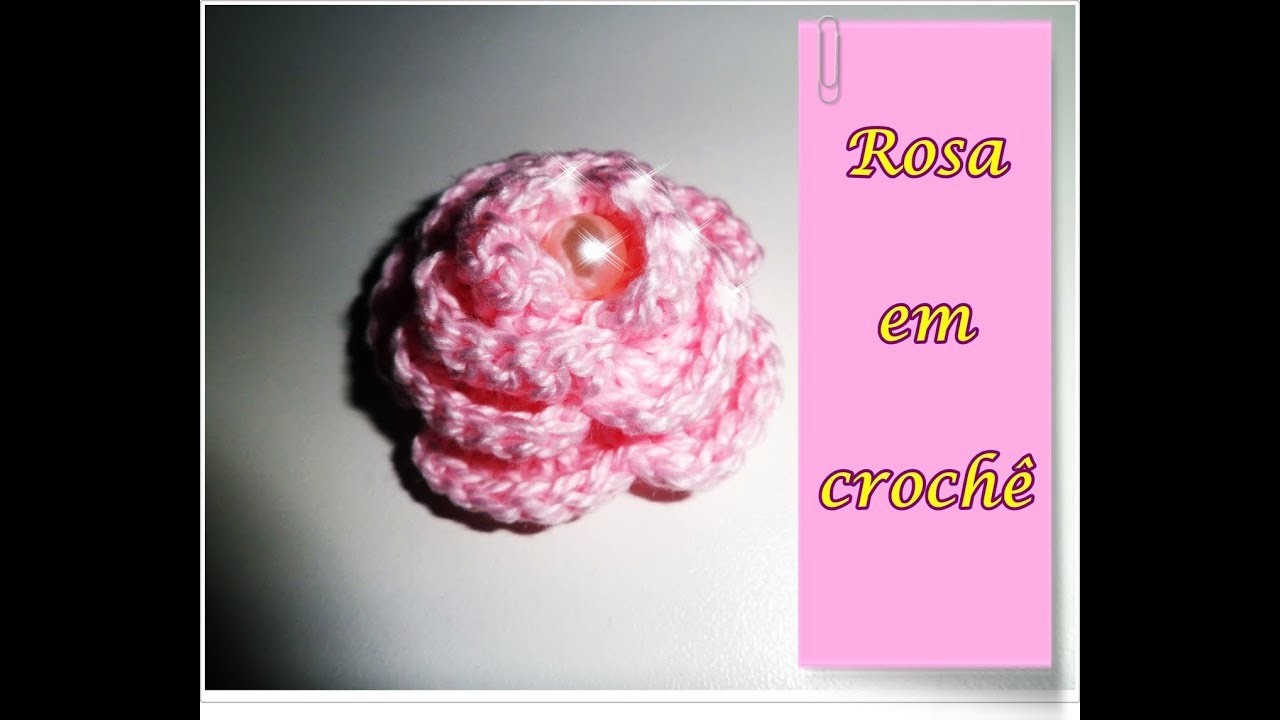 Rosa em crochê para aplicação