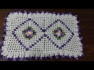 Tapete crochê square com flor rasteira, ou centro de messa,fácil de fazer ( 2.2 ) cristina crochê