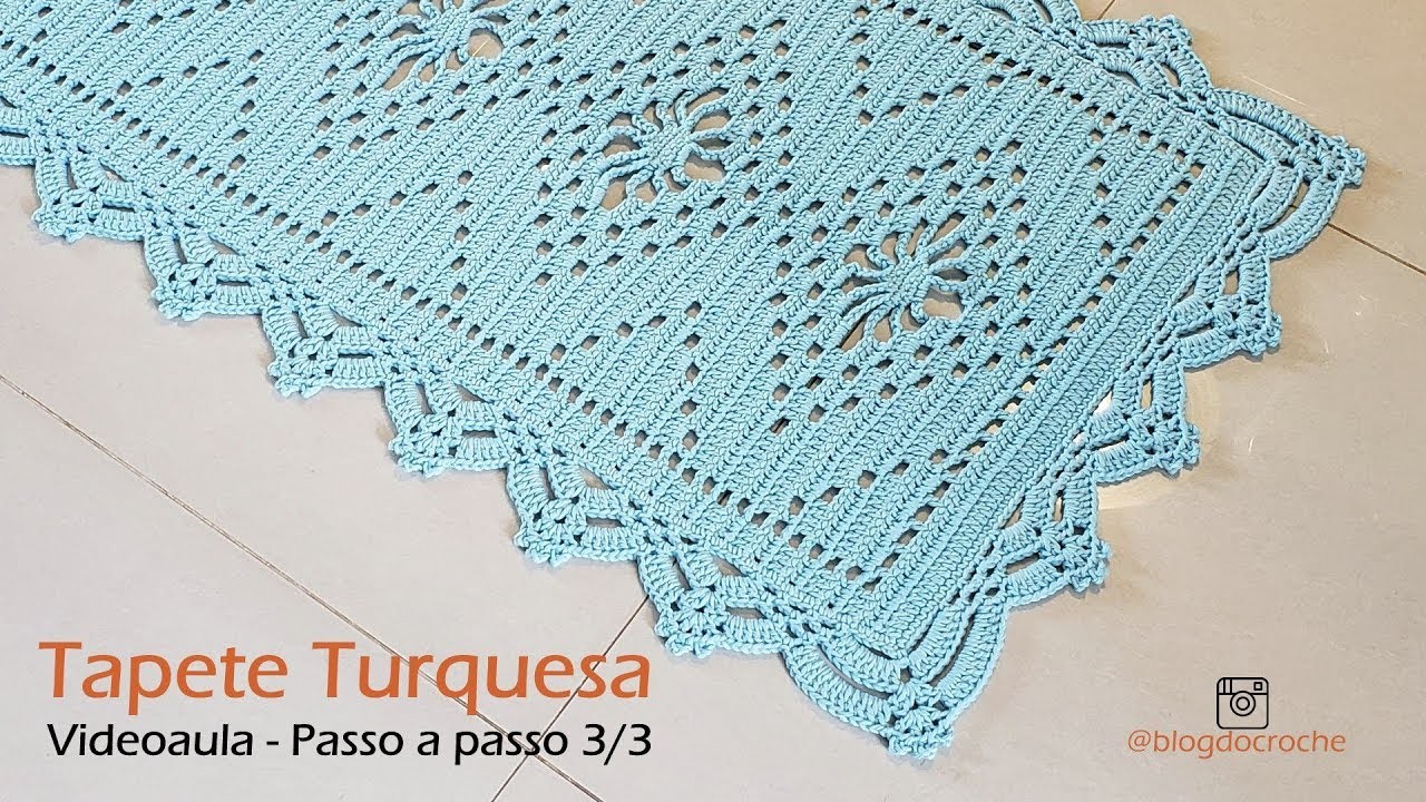 Tapete de crochê modelo Turquesa - Passo a passo 3.3