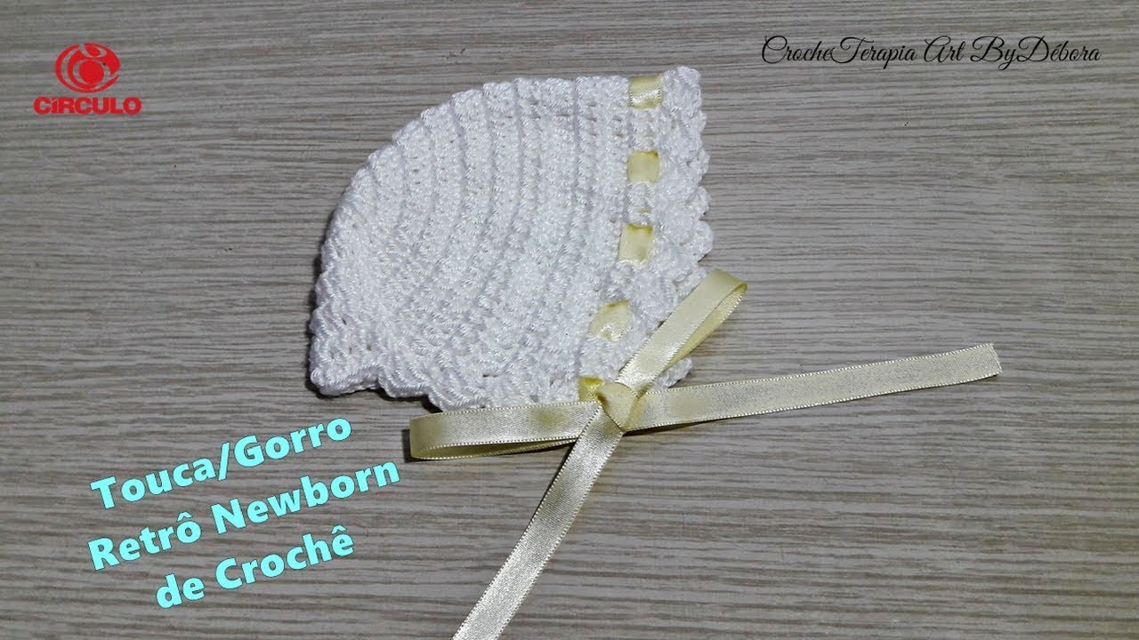 Touca.Gorro Retro Newborn Crochê