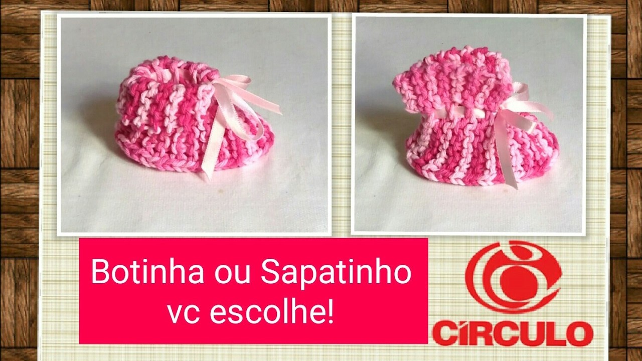Versão canhotos:Sapatinho 2 em 1 de tricô para iniciantes # Elisa Crochê