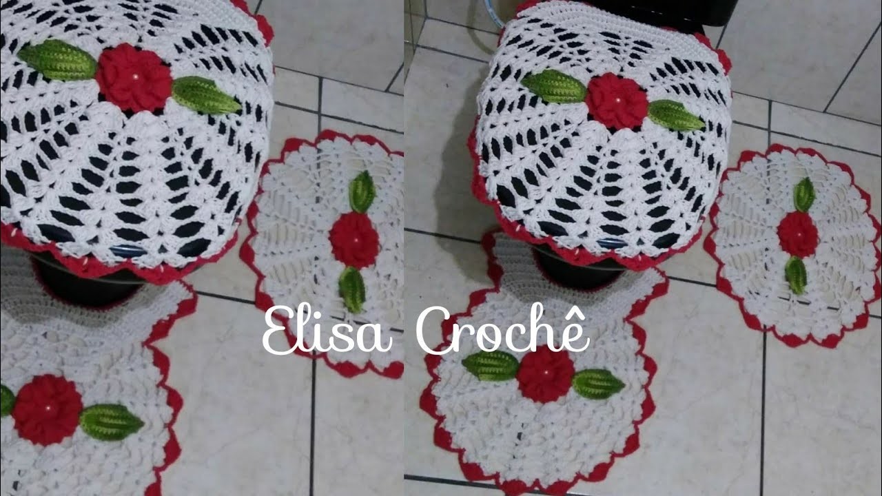 ????Versão canhotos: Tapete do vaso em crochê # Elisa Crochê