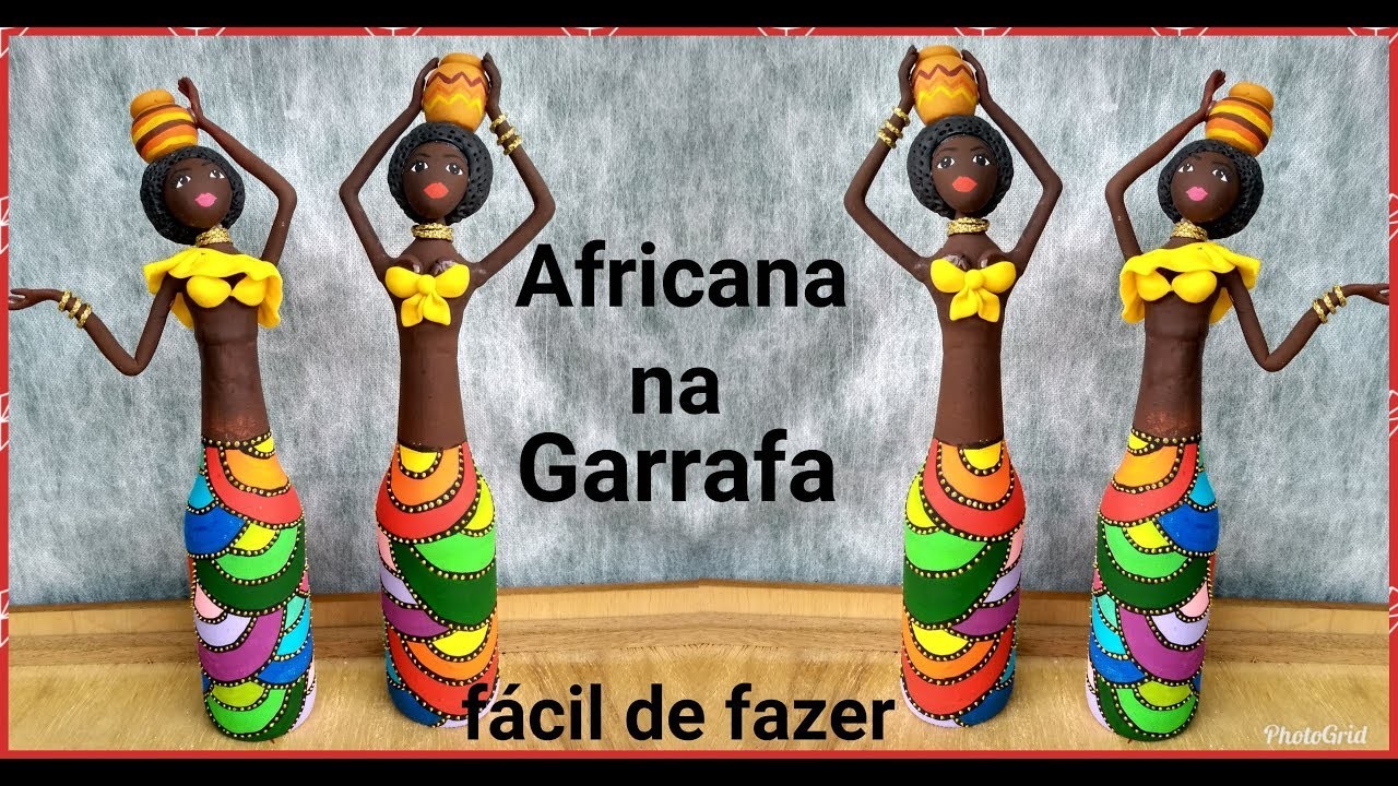 Africana na Garrafa - Artesanato - Reciclagem - Lixo ao luxo