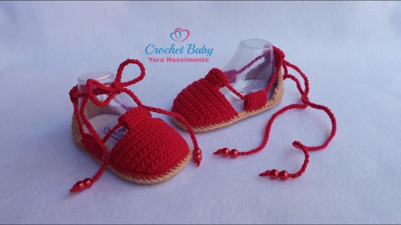 Alpargata IRACY de Crochê - Tamanho 09 cm - Crochet Baby Yara Nascimento