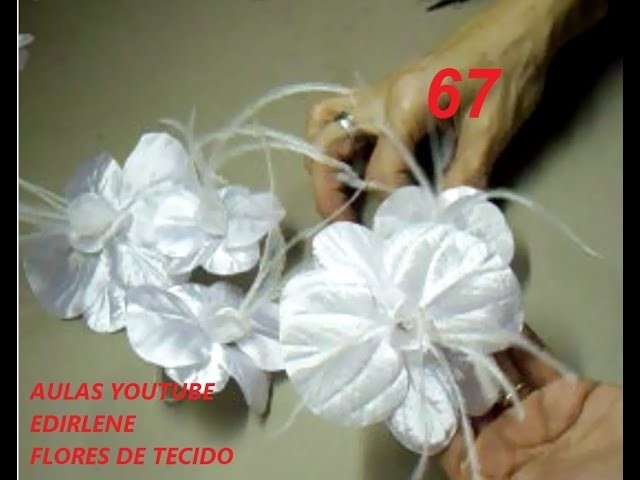 AULA 67: ORQUÍDEAS PARA CABELOS DE NOIVA (flores frisadas em tecido sintético sem goma (3 tamanhos)