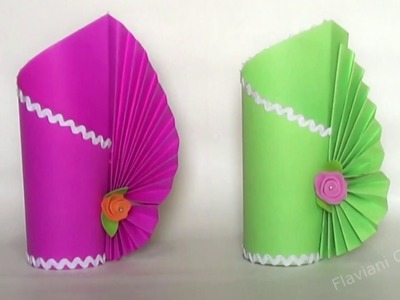 Como fazer um vaso de flores de papel  Color set ou  Papel Simples. Artesanato de papel