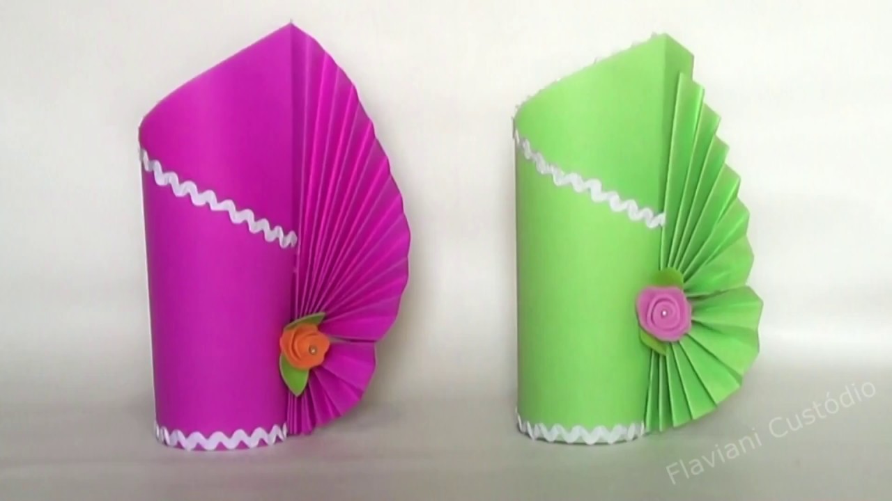 Como fazer um vaso de flores de papel  Color set ou  Papel Simples. Artesanato de papel