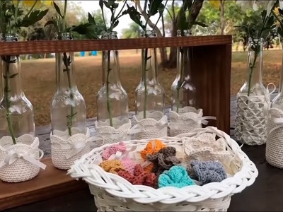 Decoração de Crochê para Garrafinhas de Vidro por Marcelo Nunes