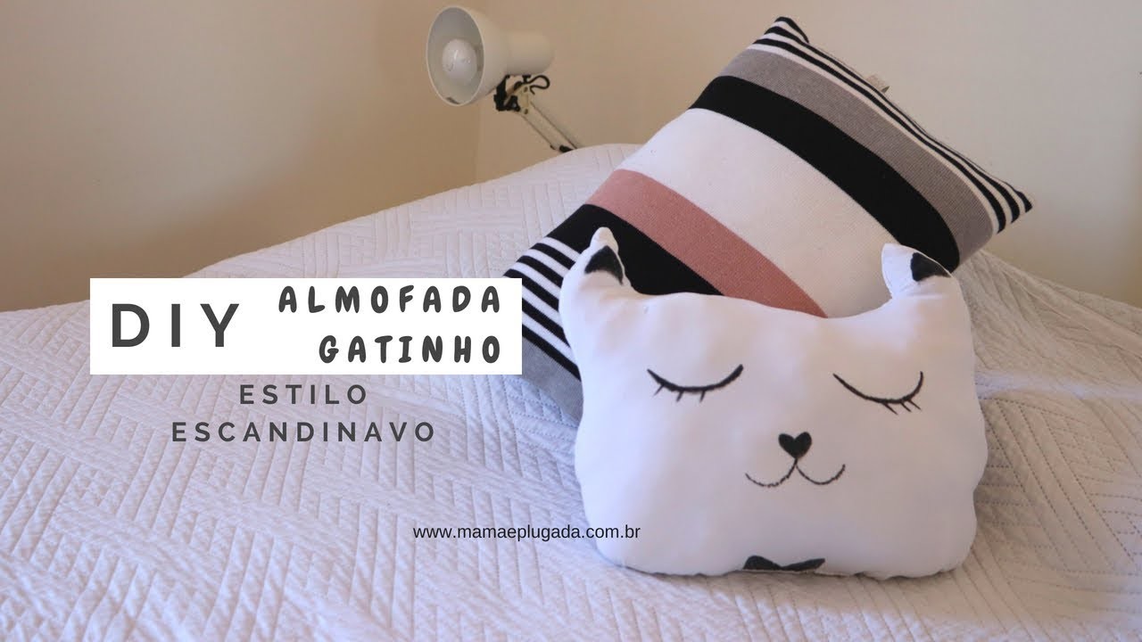 DIY: almofada gatinho para quarto estilo escandinavo com caneta posca