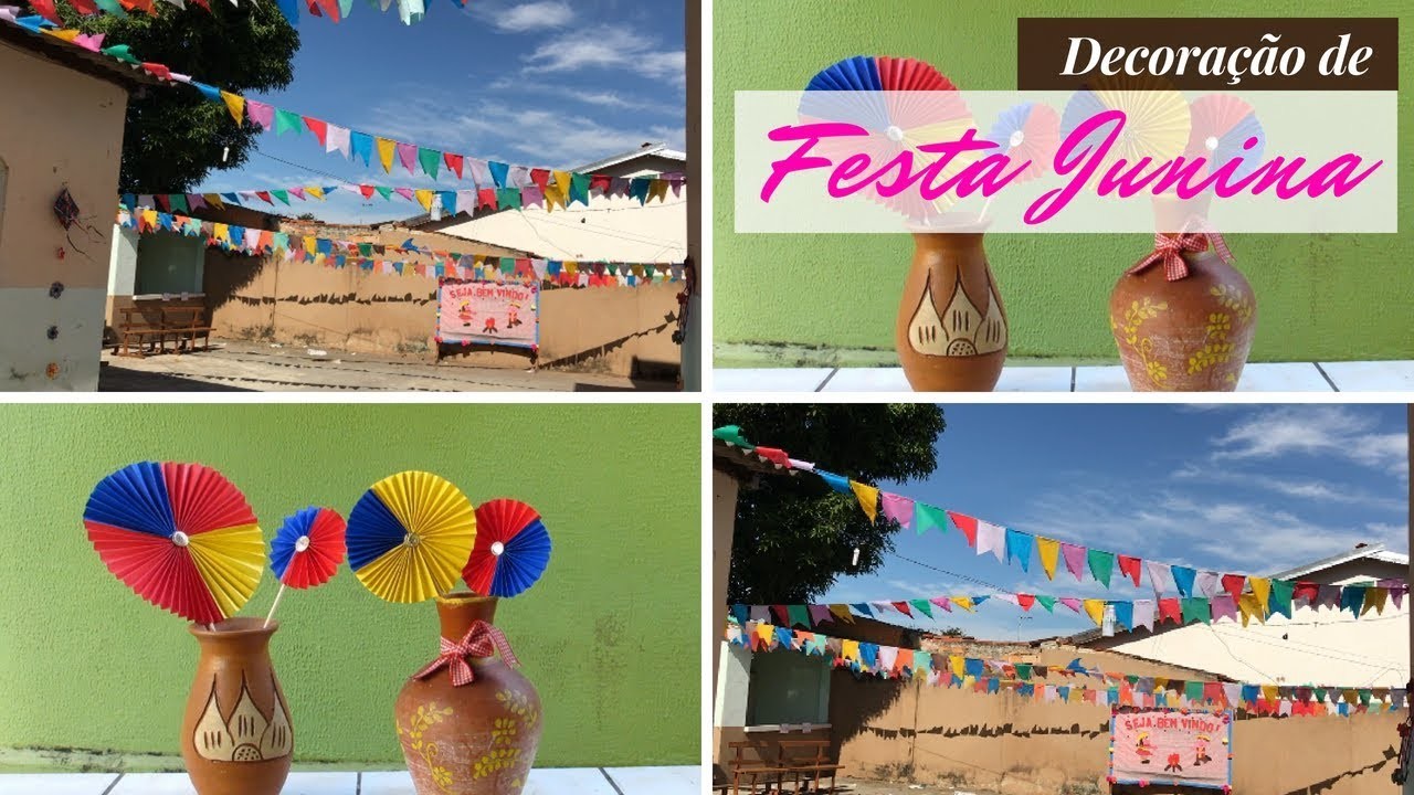 DIY Decoração Junina: flores de cartolina, papel crepom e EVA