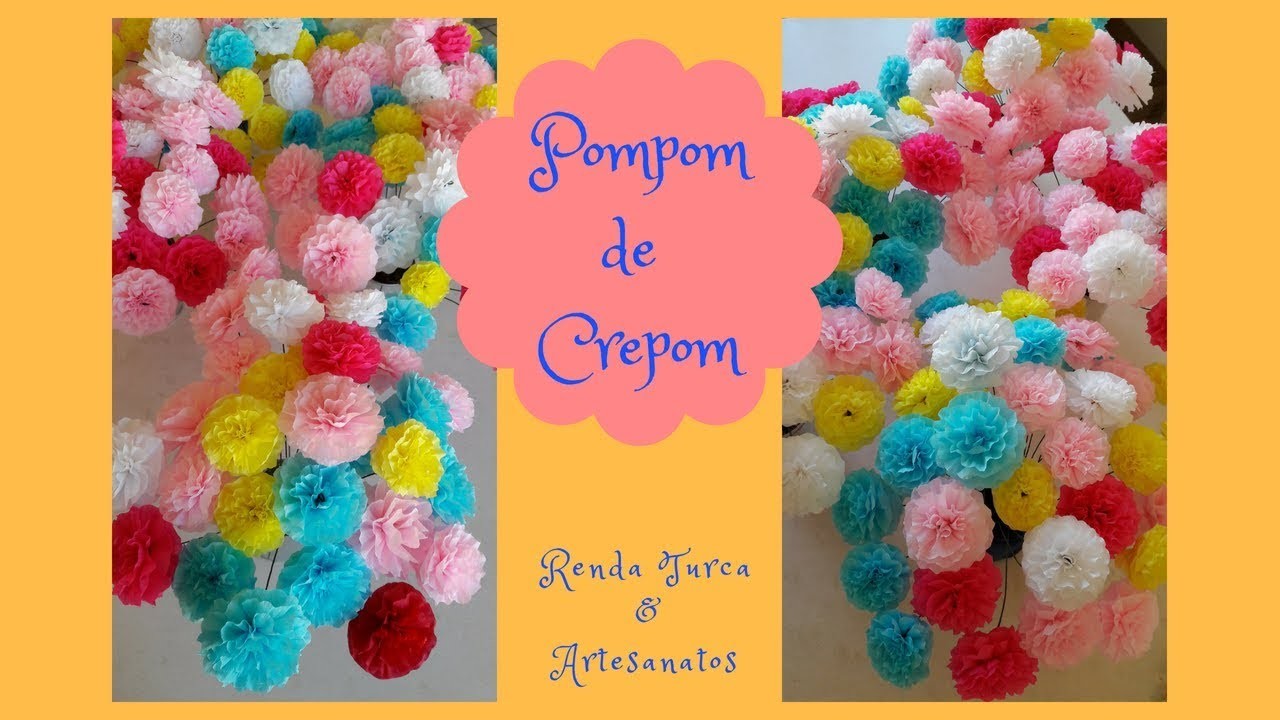 DIY POMPOM DE PAPEL CREPOM - FLORES DE CREPOM