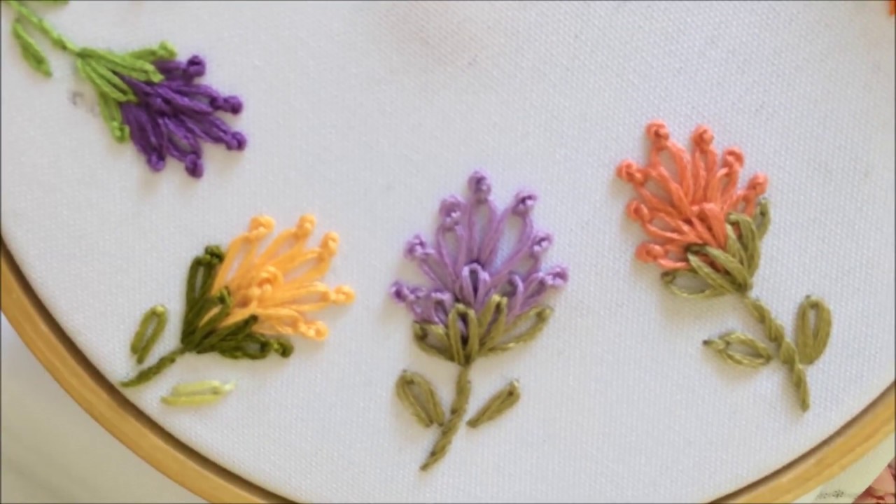 Flores em ponto Margarida, Embroidery Daisy stitch flowers