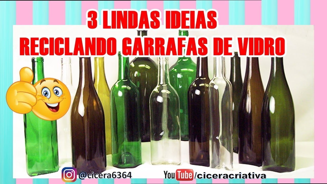Lindas ideias de reciclagem com garrafa de vidro | 3 Diys com garrafas | Cicera Criativa