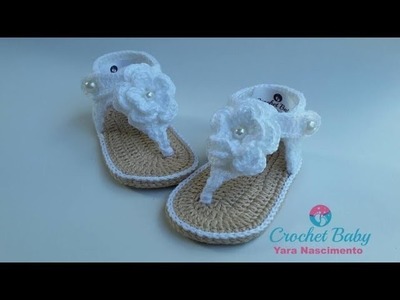 Sandálinha SAMIRA de Crochê - Tamanho 09 cm - Crochet Baby Yara Nascimento
