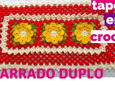 Tapete em Crochê com Barrado Duplo e Flores Parte 1-Edileuza de Paula