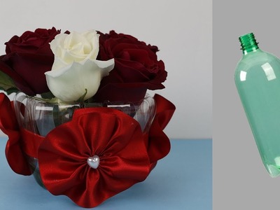 Vaso de GARRAFA PET - para usar flores naturais. Decoração linda e barata. Faça Você mesma!