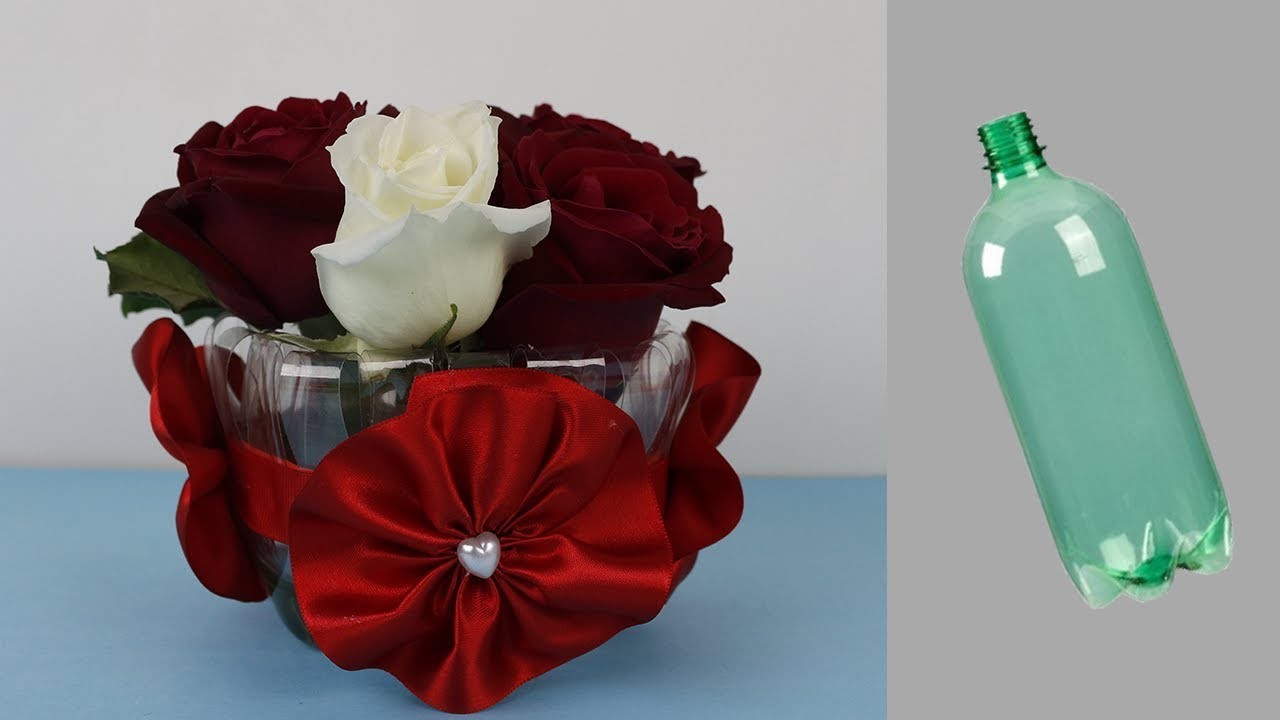 Vaso de GARRAFA PET - para usar flores naturais. Decoração linda e barata. Faça Você mesma!