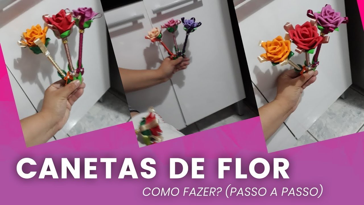 #ARTESANATO - Canetas de Flor (Como Fazer? - Passo a Passo).