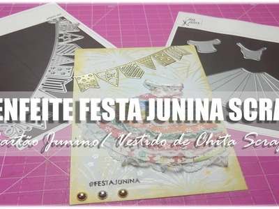 Cartão Festa Junina #1| Enfeite Festa Junina| Como fazer um VESTIDO DE CHITA de papel Scrapbook