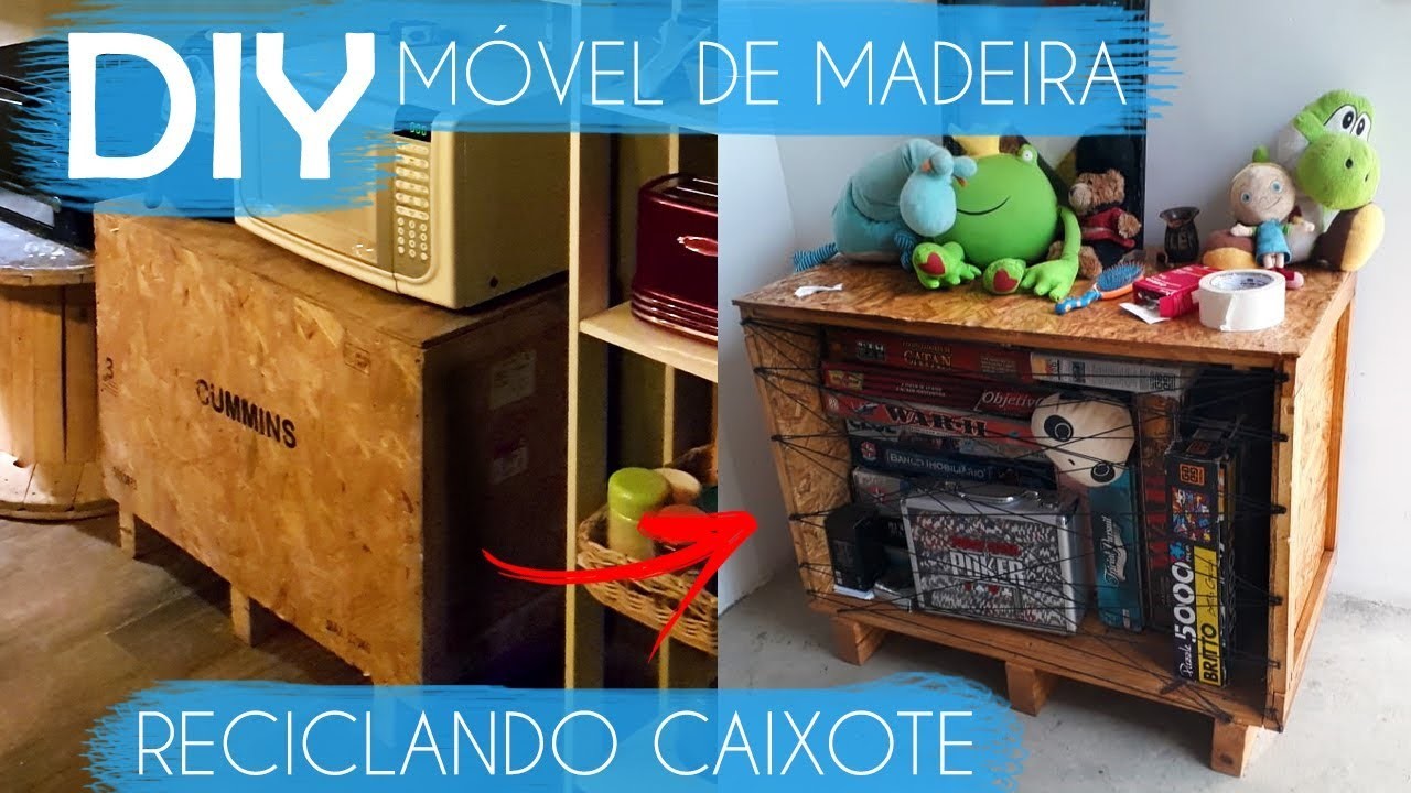 COMO FAZER MOVEL INDUSTRIAL RECICLANDO CAIXOTE DE MADEIRA |  AMANDA ALVES DIY