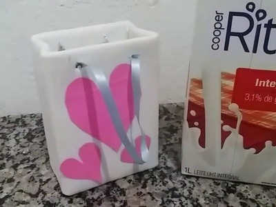 Como fazer uma sacolinha com Caixa de LEITE
