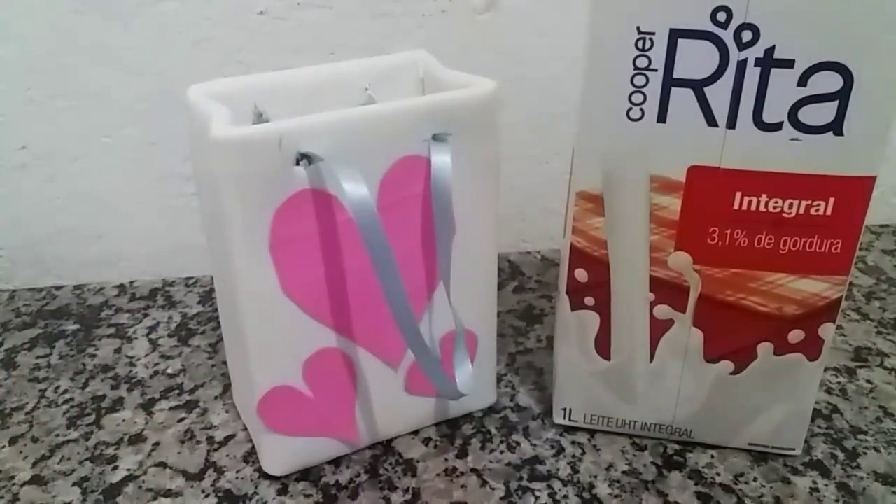 Como fazer uma sacolinha com Caixa de LEITE