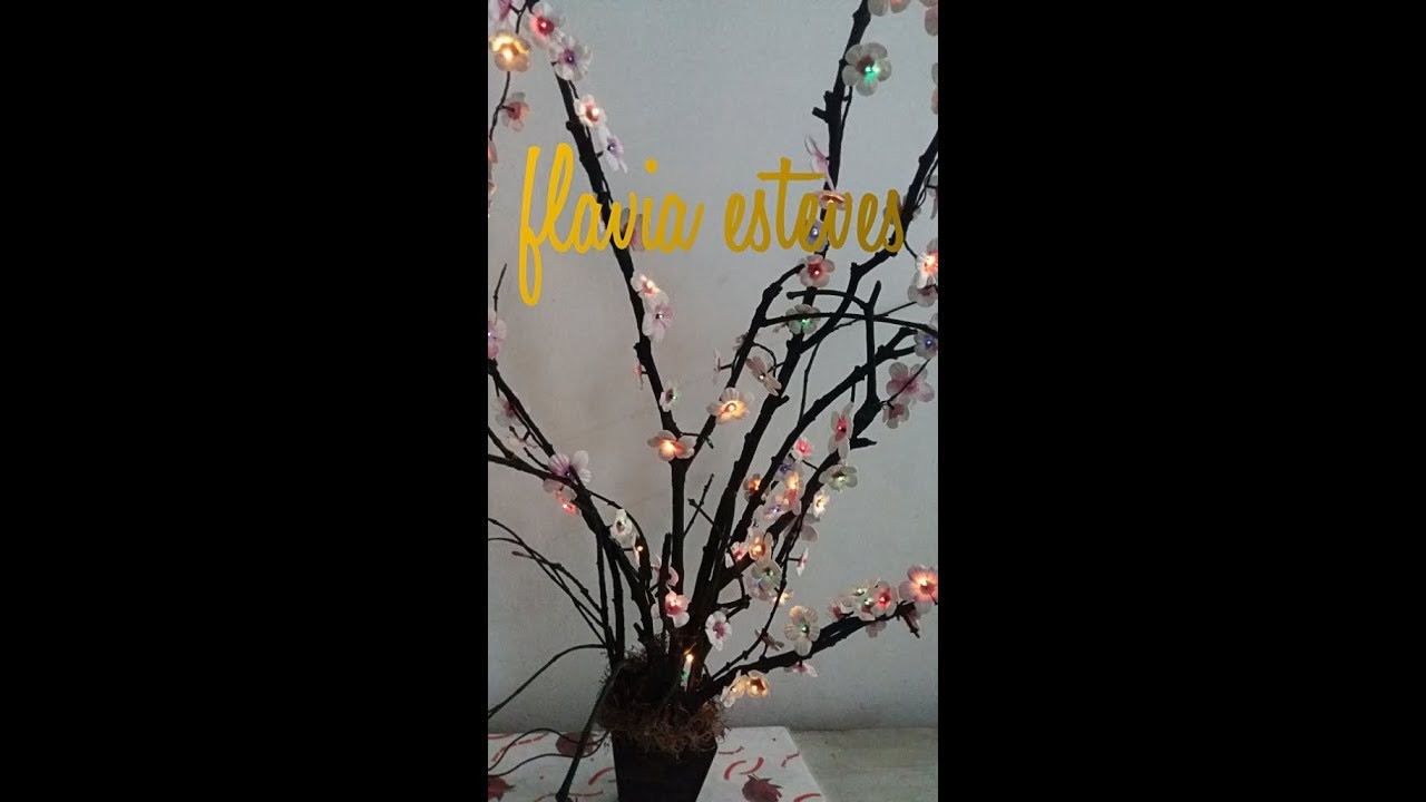 DIY-árvore iluminada com galhos secos