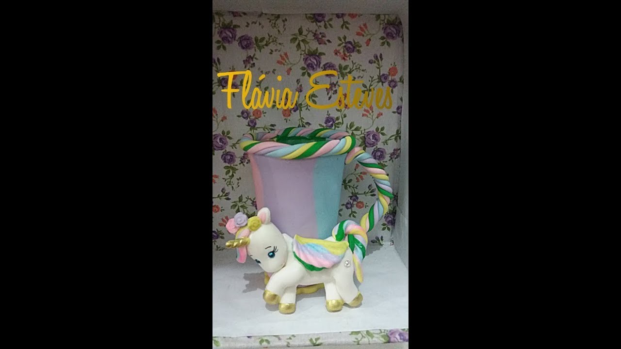 DIY-caneca unicornio feita com pote reciclado