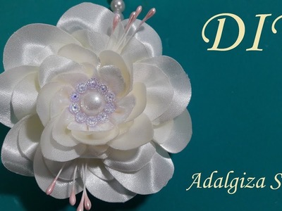 DIY- Como fazer flor de  fita cetim para decoração de tiaras Passo a passo completo