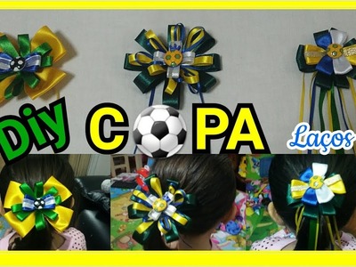 Diy-Laço fácil do Brasil |acessórios de cabelo para copa| laços da Copa  |Cris Ribeiro