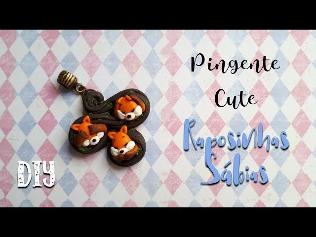 DIY Pingente Cute Raposinhas Sábias em Cerâmica Plástica(Polymer Clay)
