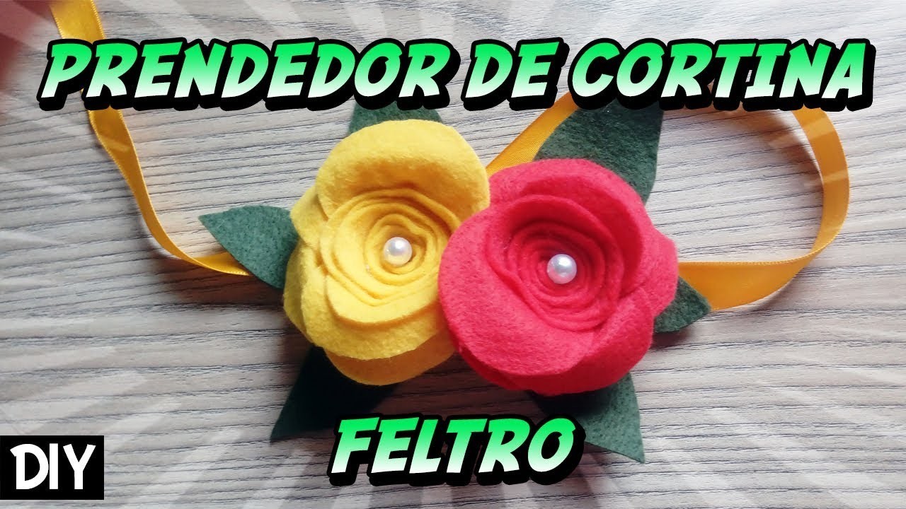DIY Prendedor de cortina com rosas em feltro (Muito fácil de fazer)!