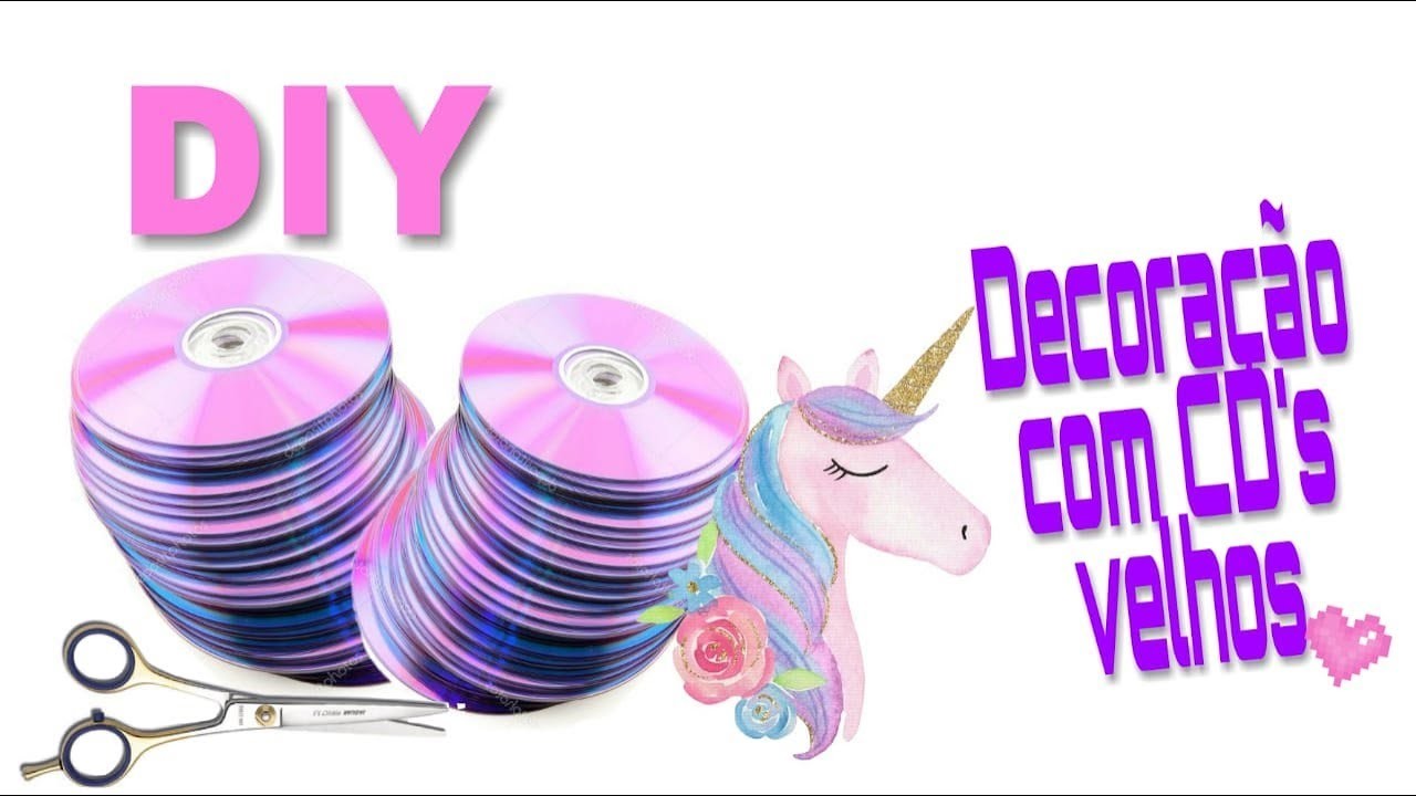 DIY UNICORNIO. DECORAÇÃO usando CDs velhos #reciclarte