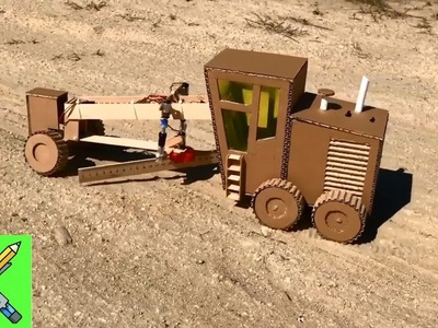 Motoniveladora diy para nivelar solo, neve ou areia - brinquedo de papelão